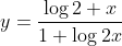 y=\frac{\log 2+x}{1+\log 2x}