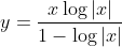y=\frac{x\log |x|}{1-\log |x|}